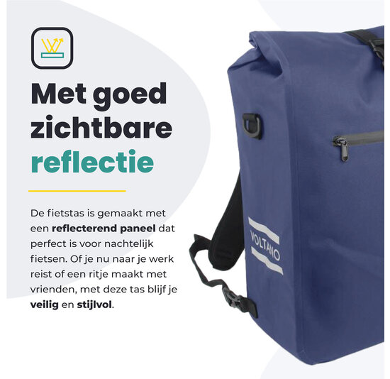 Voltano Luxe E-bike Fietstas / Rugtas - Marine Blauw - 28L - Laptopvak