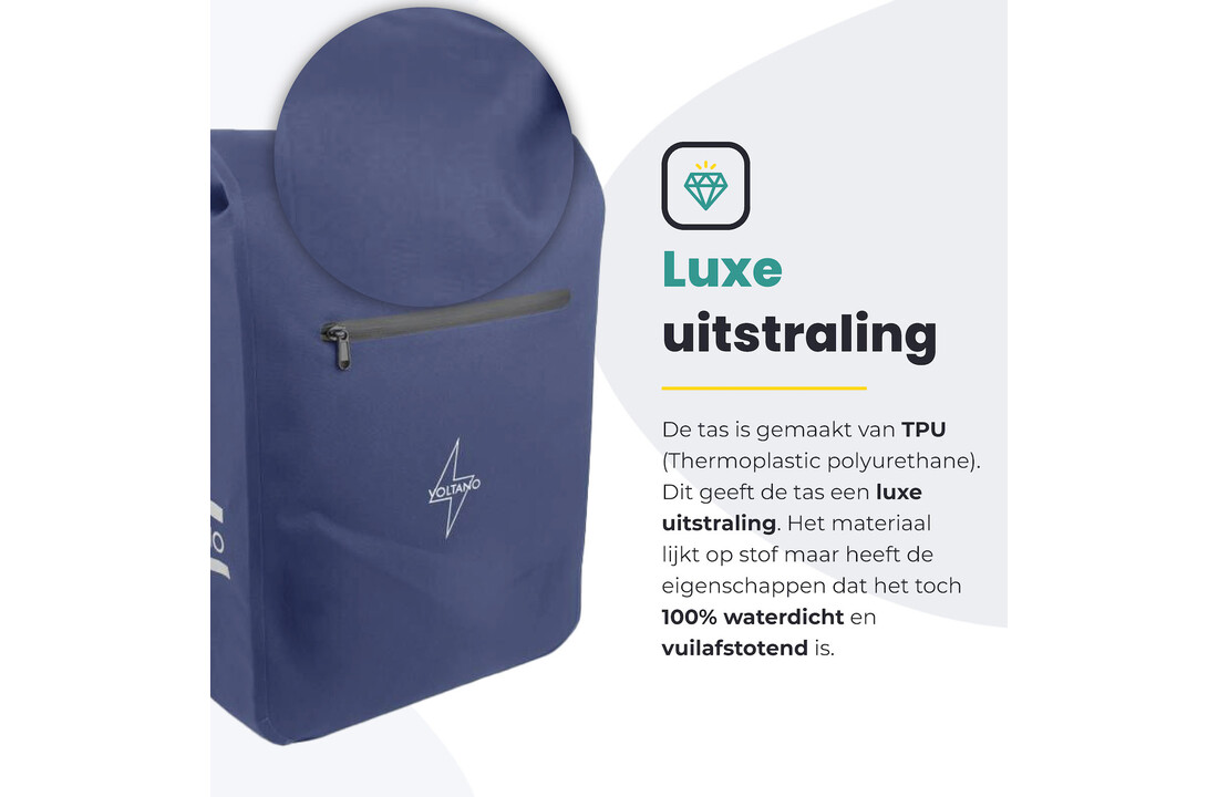 Voltano Luxe E-bike Fietstas / Rugtas - Marine Blauw - 28L - Laptopvak