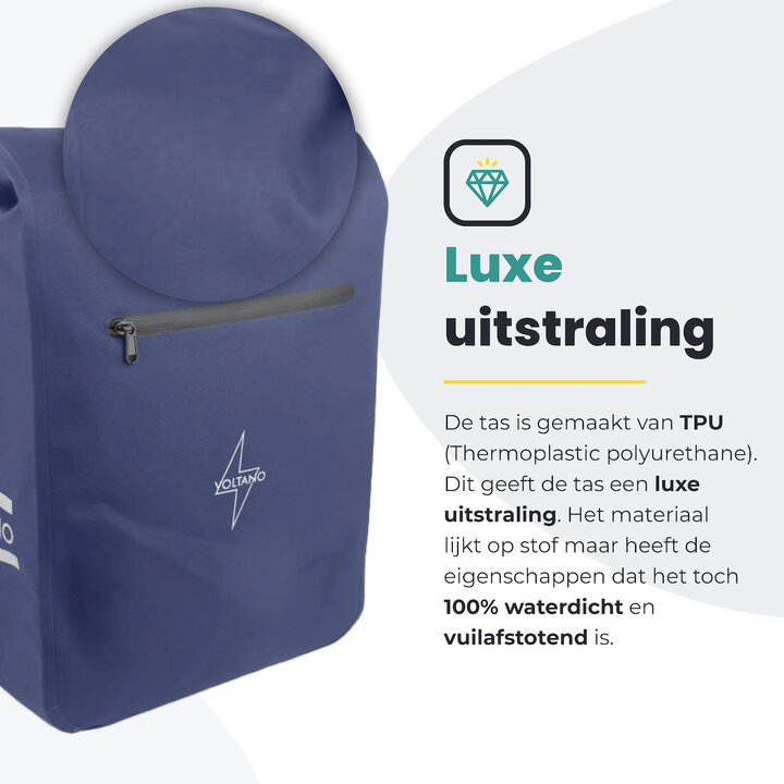 Voltano Luxe E-bike Fietstas / Rugtas - Marine Blauw - 28L - Laptopvak