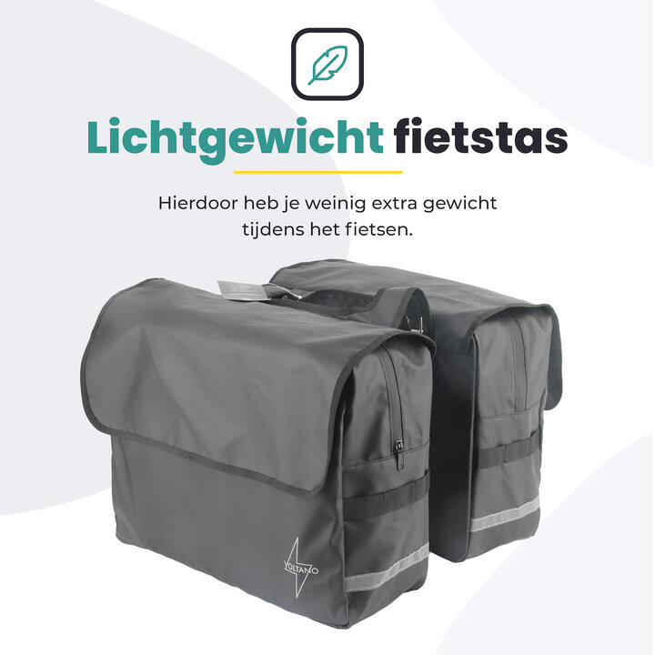 Voltano Luxe Dubbele Fietstas XL - Zwart - 44 Liter - 100% Waterdicht
