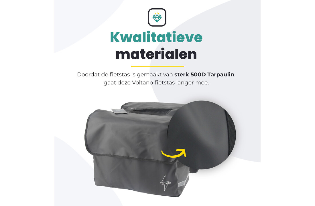Voltano Luxe Dubbele Fietstas XL - Zwart - 44 Liter - 100% Waterdicht