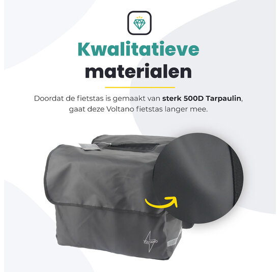 Voltano Luxe Dubbele Fietstas XL - Zwart - 44 Liter - 100% Waterdicht