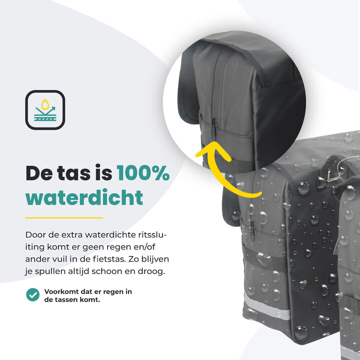 Voltano Luxe Dubbele Fietstas XL - Zwart - 44 Liter - 100% Waterdicht