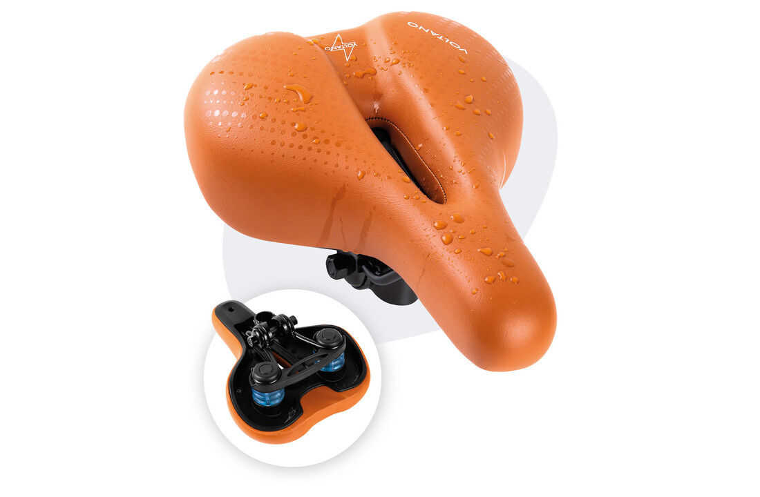Voltano Dames Fietszadel - Bruin - Uitsparing - Waterdicht - Elastomeer Vering - Gratis Zadelstrop