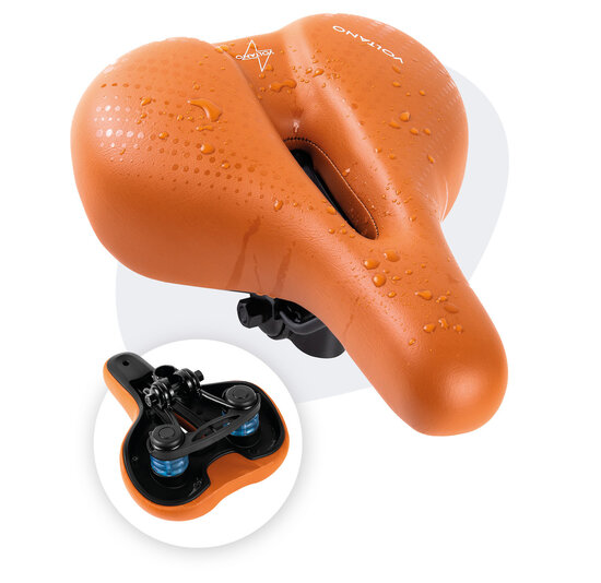 Voltano Dames Fietszadel - Bruin - Uitsparing - Waterdicht - Elastomeer Vering - Gratis Zadelstrop