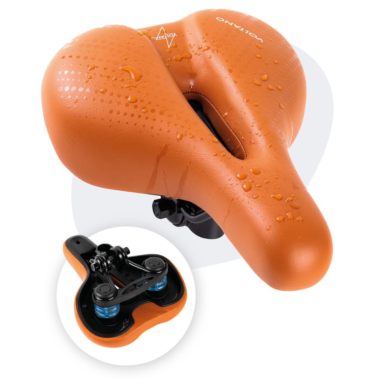 Voltano Dames Fietszadel - Bruin - Uitsparing - Waterdicht - Elastomeer Vering - Gratis Zadelstrop