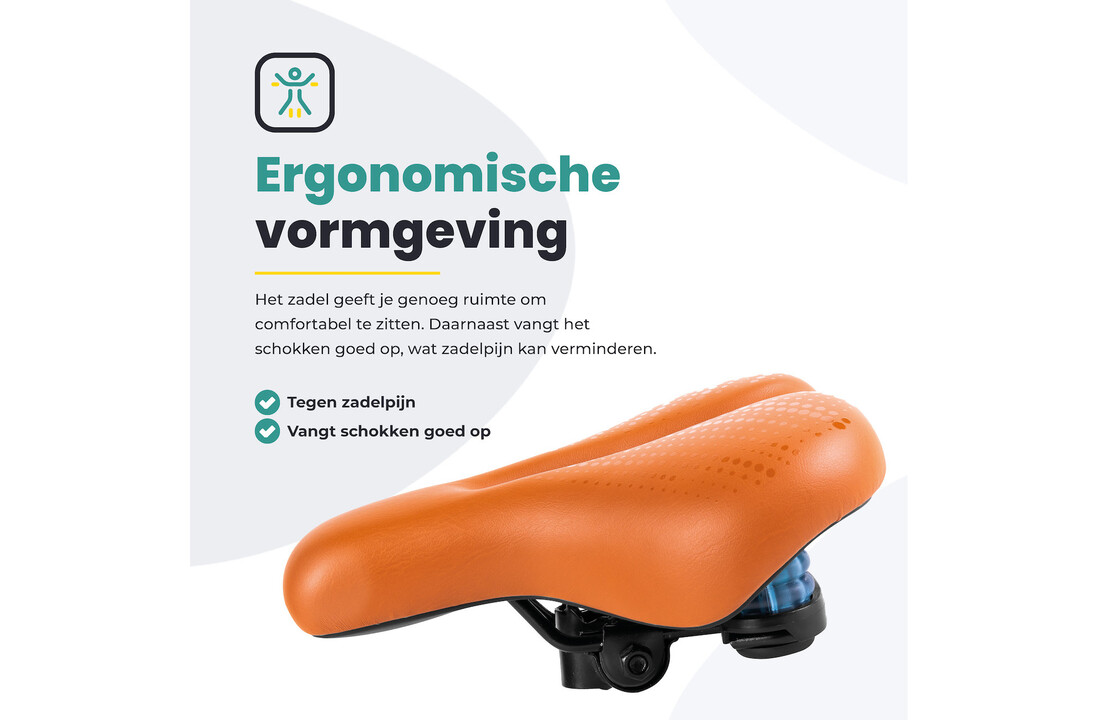 Voltano Dames Fietszadel - Bruin - Uitsparing - Waterdicht - Elastomeer Vering - Gratis Zadelstrop