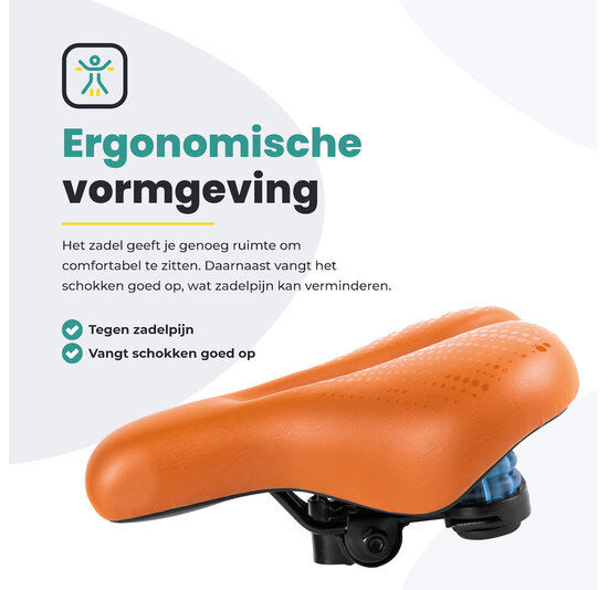 Voltano Dames Fietszadel - Bruin - Uitsparing - Waterdicht - Elastomeer Vering - Gratis Zadelstrop