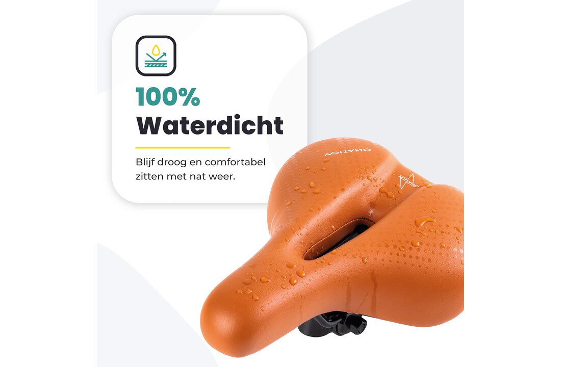Voltano Dames Fietszadel - Bruin - Uitsparing - Waterdicht - Elastomeer Vering - Gratis Zadelstrop