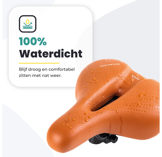 Voltano Dames Fietszadel - Bruin - Uitsparing - Waterdicht - Elastomeer Vering - Gratis Zadelstrop