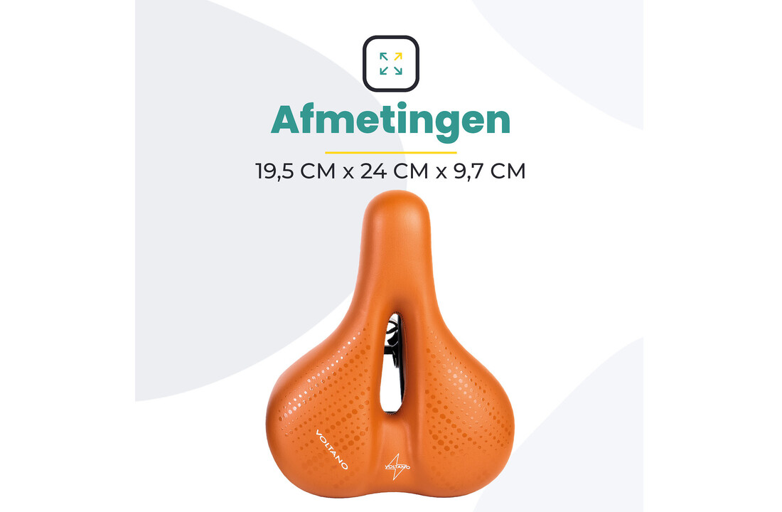 Voltano Dames Fietszadel - Bruin - Uitsparing - Waterdicht - Elastomeer Vering - Gratis Zadelstrop