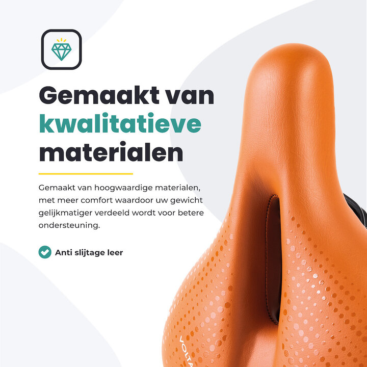Voltano Dames Fietszadel - Bruin - Uitsparing - Waterdicht - Elastomeer Vering - Gratis Zadelstrop