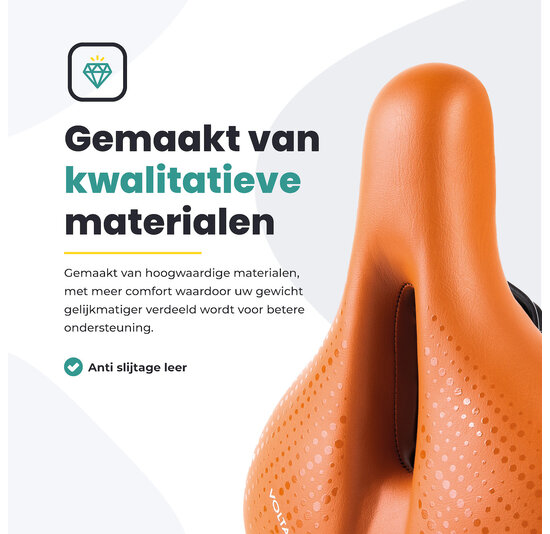 Voltano Dames Fietszadel - Bruin - Uitsparing - Waterdicht - Elastomeer Vering - Gratis Zadelstrop