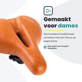 Voltano Dames Fietszadel - Bruin - Uitsparing - Waterdicht - Elastomeer Vering - Gratis Zadelstrop