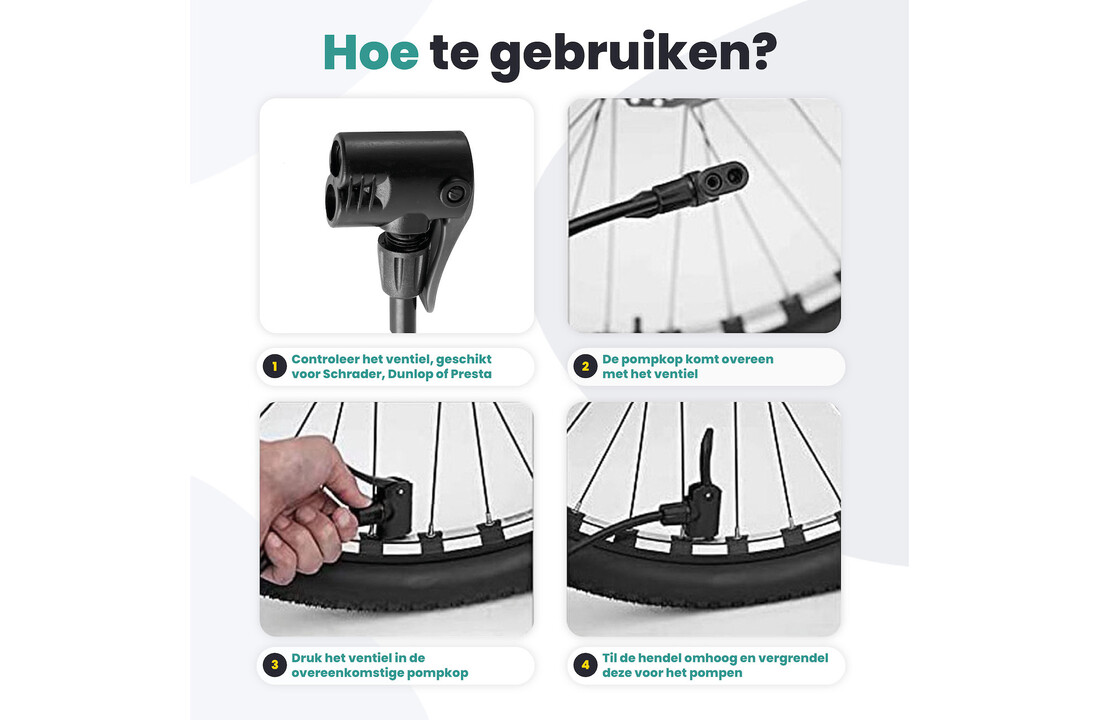 Voltano Hogedruk Fietspomp - Zwart - Manometer - Universele Pomp