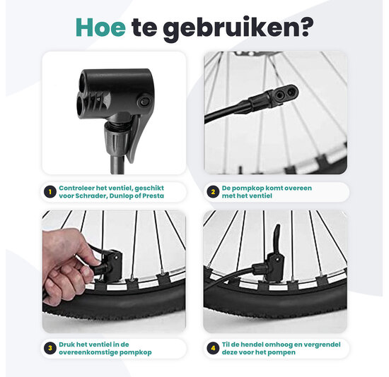 Voltano Hogedruk Fietspomp - Zwart - Manometer - Universele Pomp