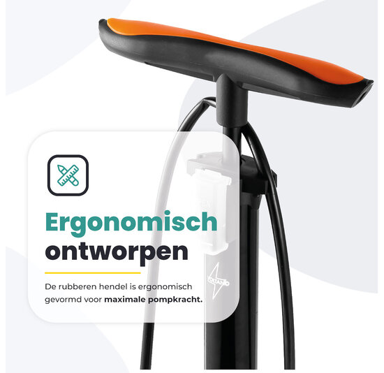 Voltano Hogedruk Fietspomp - Zwart - Manometer - Universele Pomp