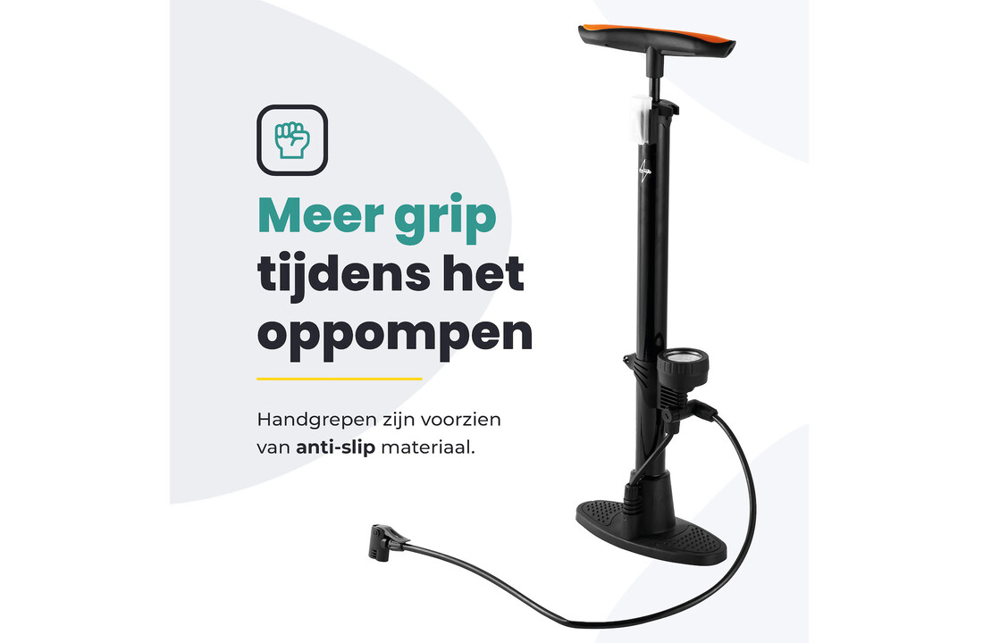 Voltano Hogedruk Fietspomp - Zwart - Manometer - Universele Pomp