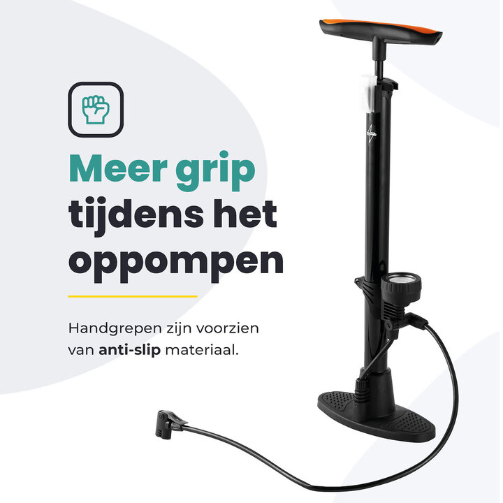 Voltano Hogedruk Fietspomp - Zwart - Manometer - Universele Pomp