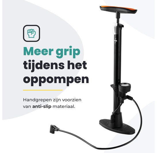 Voltano Hogedruk Fietspomp - Zwart - Manometer - Universele Pomp