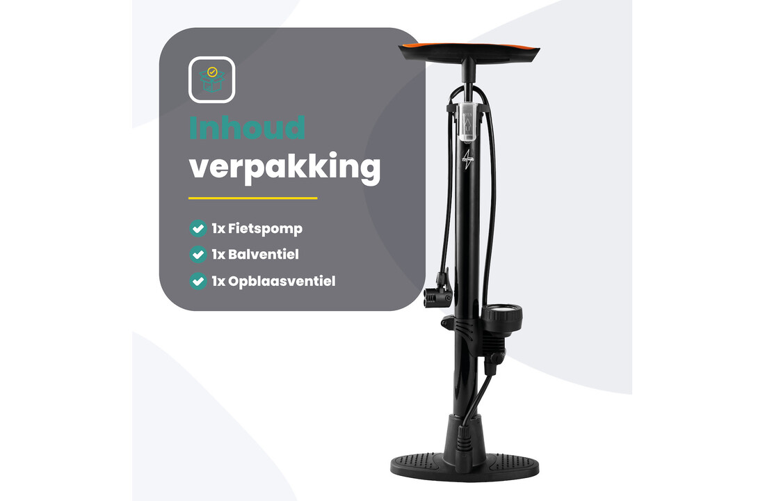 Voltano Hogedruk Fietspomp - Zwart - Manometer - Universele Pomp