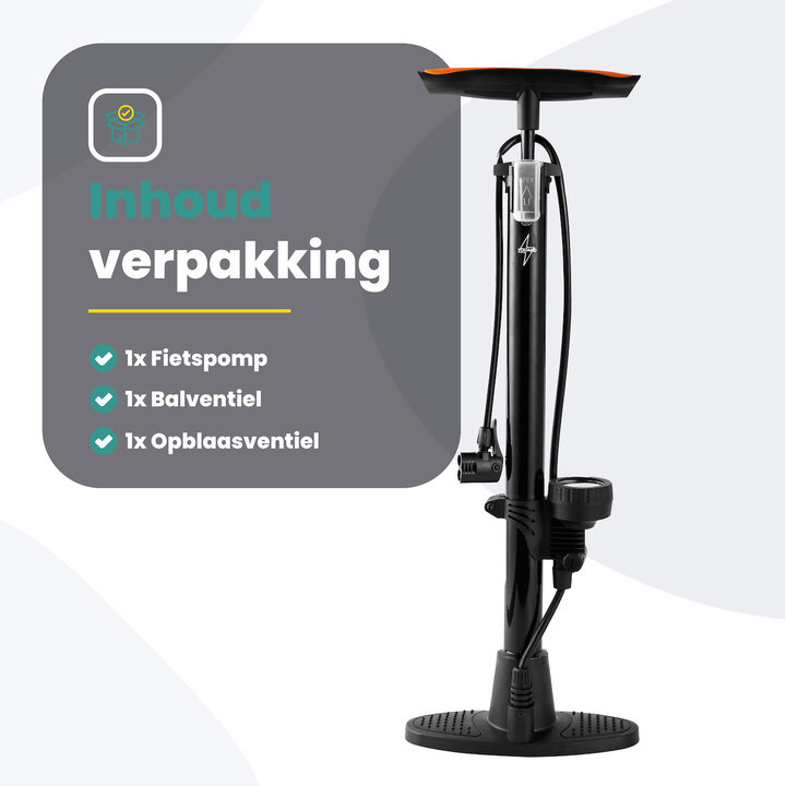 Voltano Hogedruk Fietspomp - Zwart - Manometer - Universele Pomp