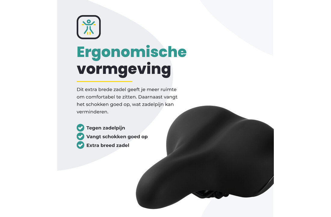 Voltano Fietszadel - Zwart - Stadszadel - Inclusief Zadelstrop