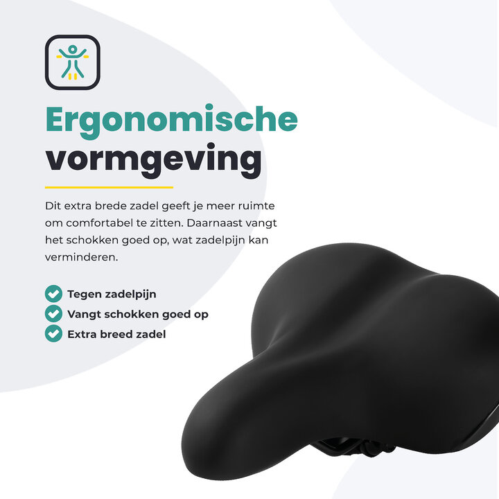 Voltano Fietszadel - Zwart - Stadszadel - Inclusief Zadelstrop