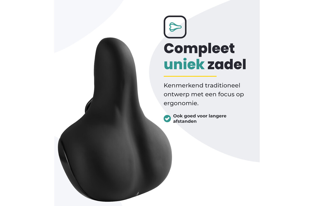 Voltano Fietszadel - Zwart - Stadszadel - Inclusief Zadelstrop