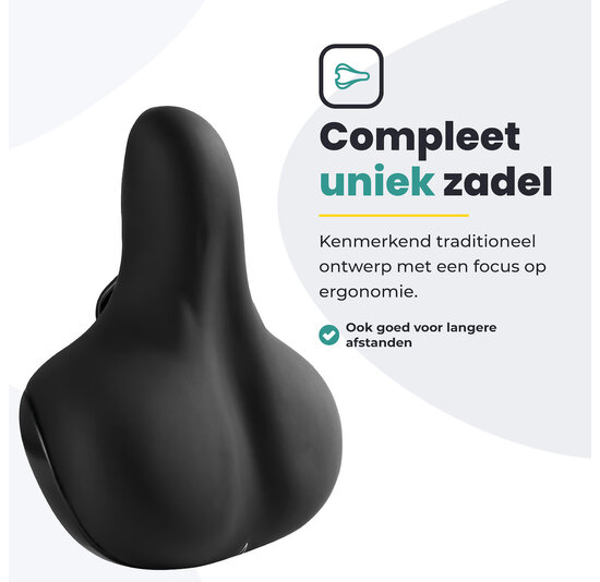 Voltano Fietszadel - Zwart - Stadszadel - Inclusief Zadelstrop