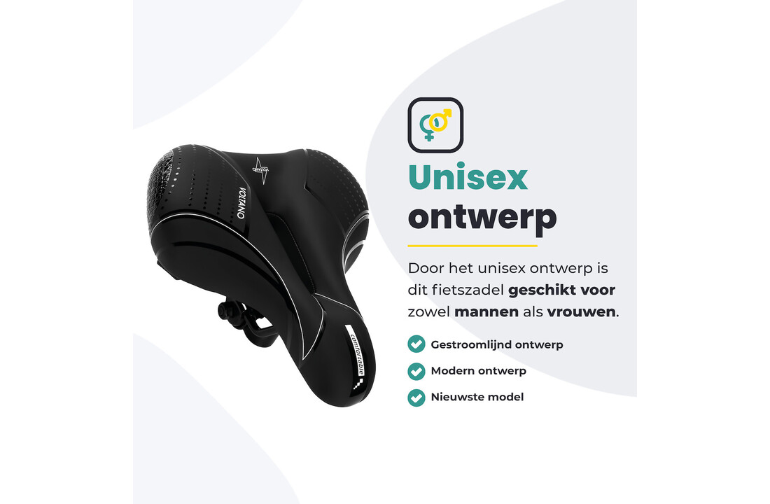 Voltano Fietszadel Essence - Zwart - Unisex - Breed - Gel Zadel