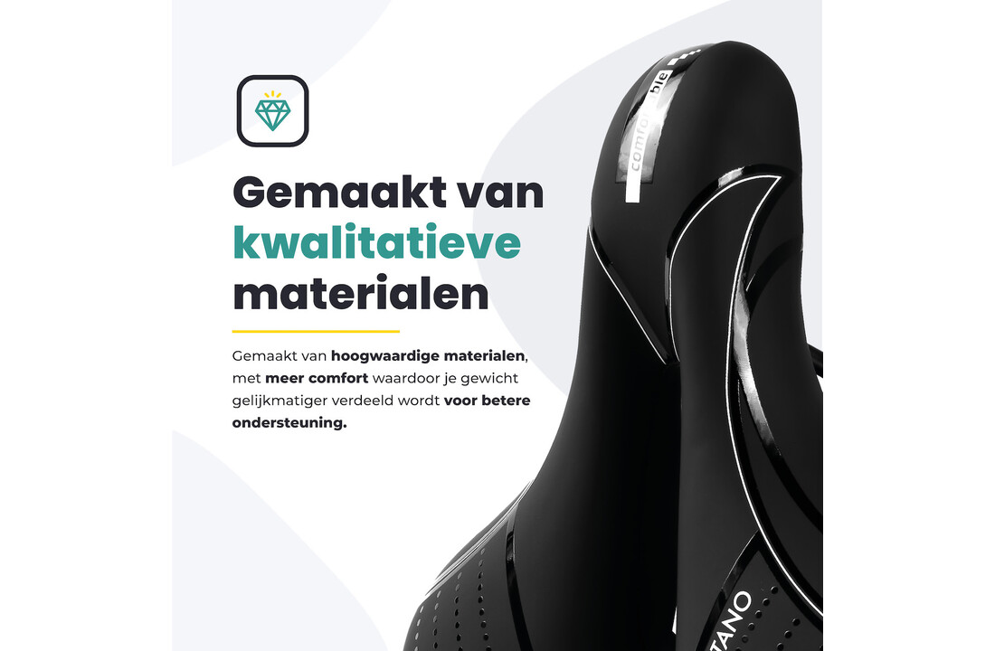 Voltano Fietszadel Essence - Zwart - Unisex - Breed - Gel Zadel