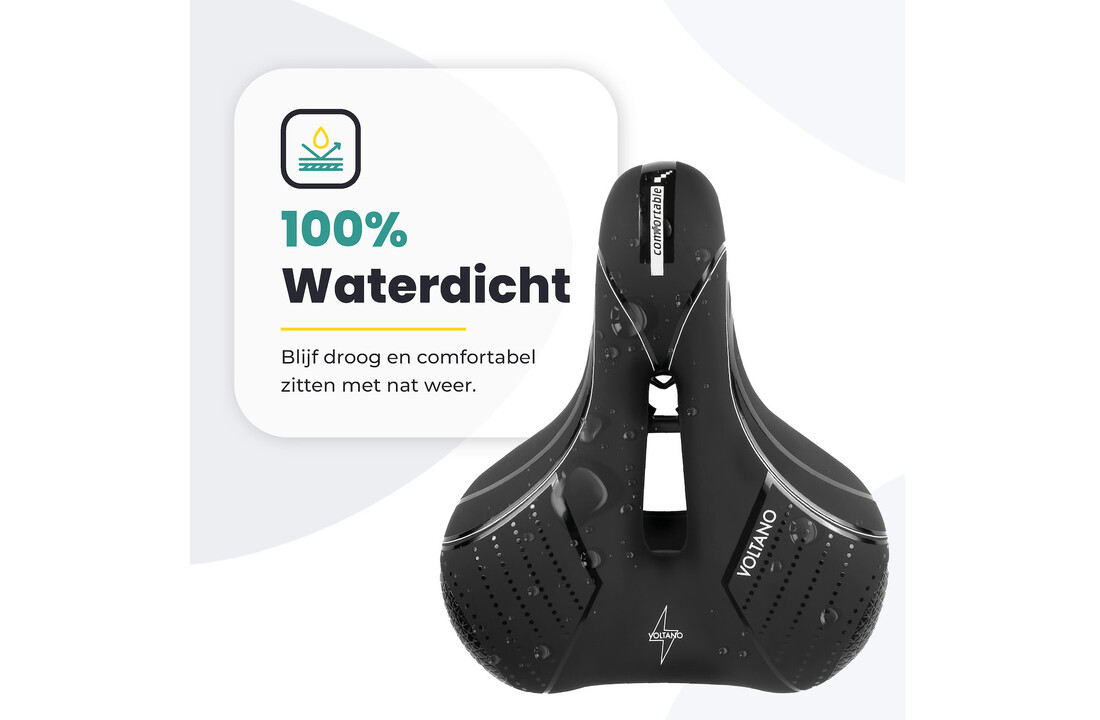 Voltano Fietszadel Essence - Zwart - Unisex - Breed - Gel Zadel