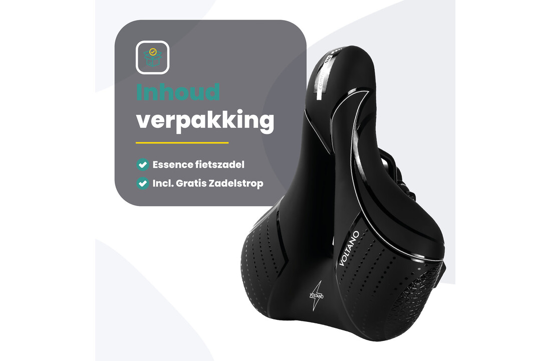 Voltano Fietszadel Essence - Zwart - Unisex - Breed - Gel Zadel