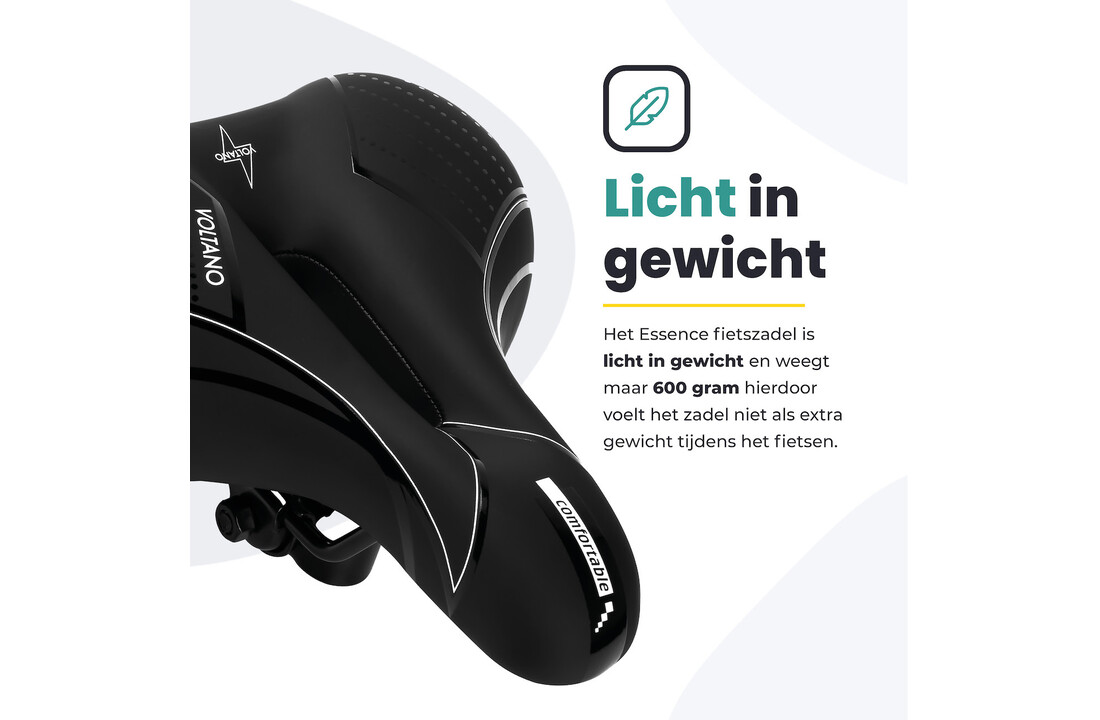 Voltano Fietszadel Essence - Zwart - Unisex - Breed - Gel Zadel