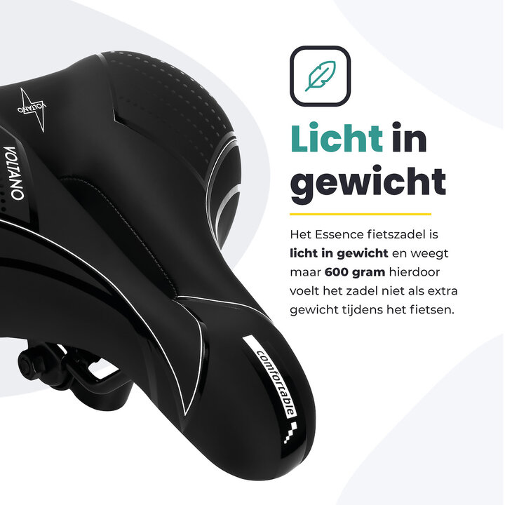 Voltano Fietszadel Essence - Zwart - Unisex - Breed - Gel Zadel