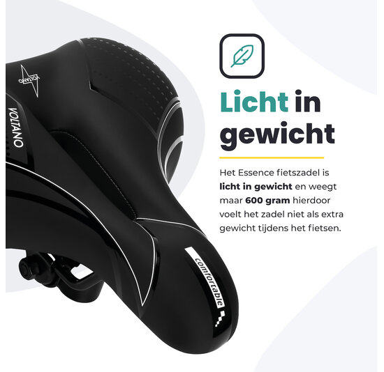Voltano Fietszadel Essence - Zwart - Unisex - Breed - Gel Zadel