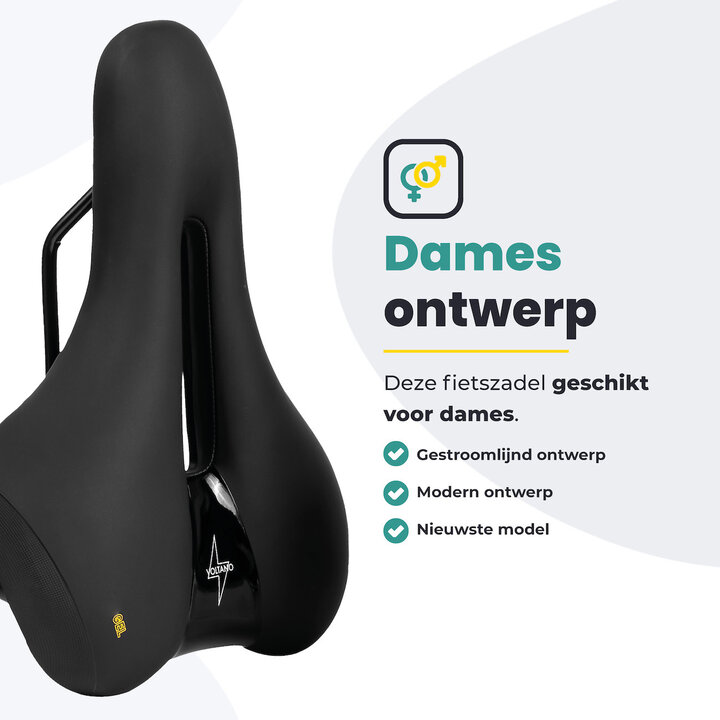 Voltano Fietszadel Elegance - Zwart - Dames - Gel Zadel