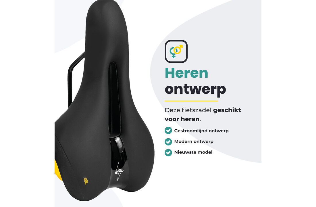 Voltano Fietszadel Elegance - Zwart - Trekking Gel Zadel - Heren
