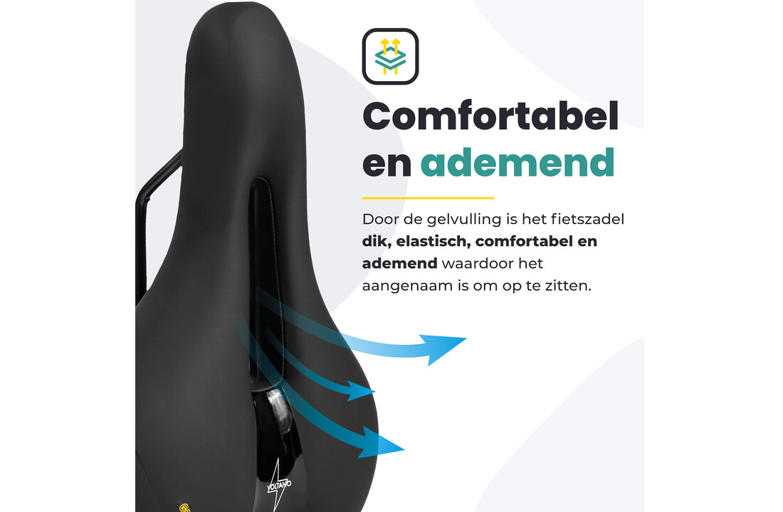 Voltano Fietszadel Elegance - Zwart - Trekking Gel Zadel - Heren