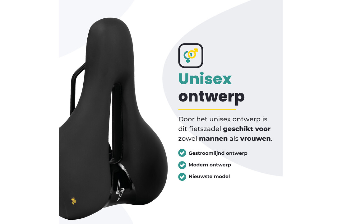 Voltano Fietszadel Elegance - Zwart - Unisex - Breed - Gel Zadel