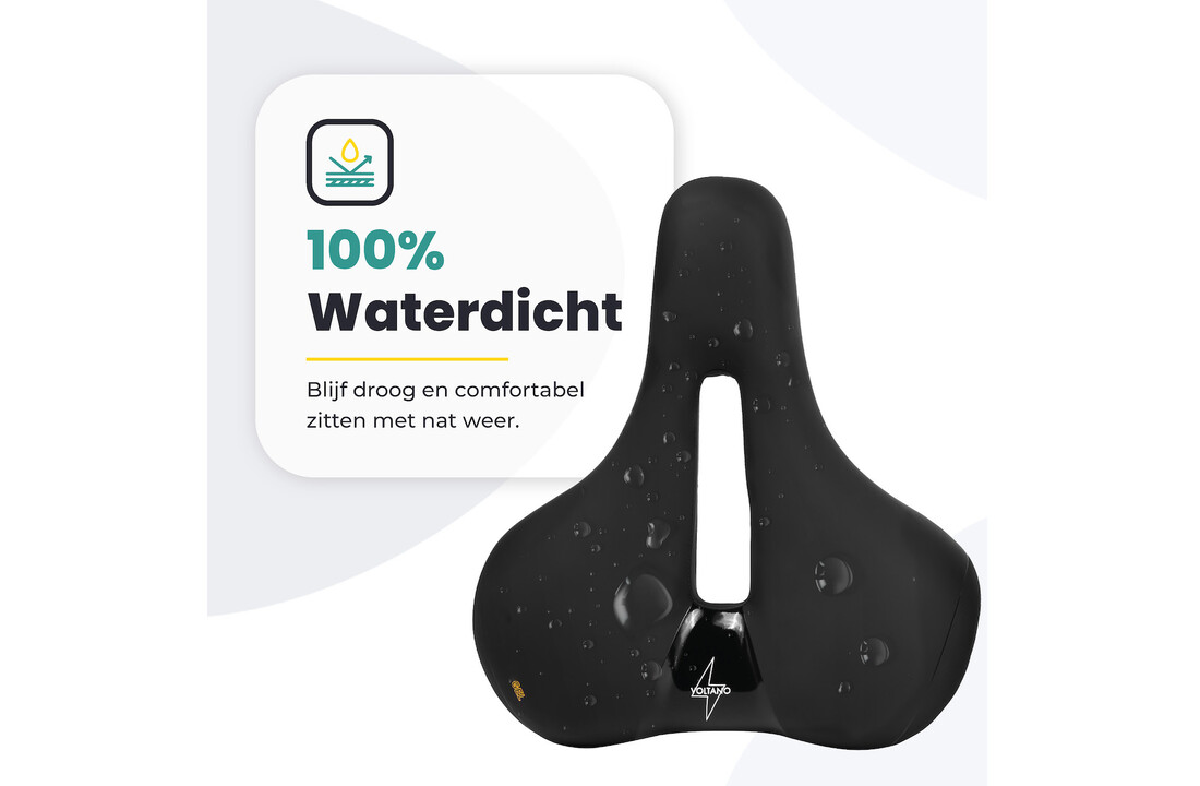 Voltano Fietszadel Elegance - Zwart - Unisex - Breed - Gel Zadel