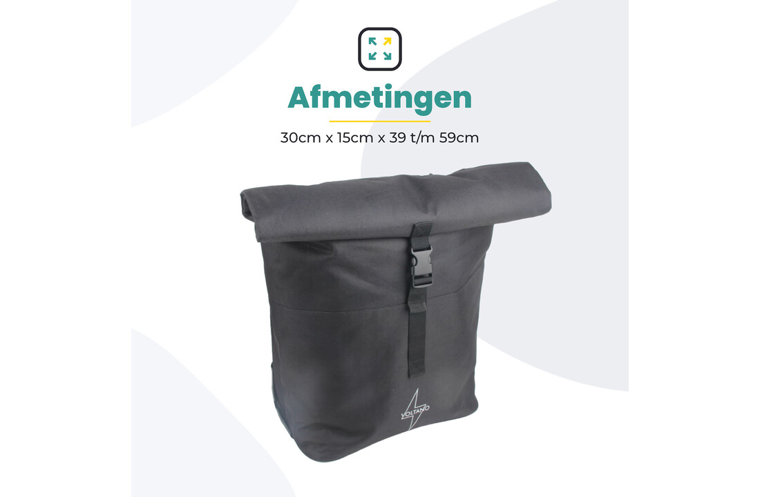 Voltano Fietstrolley Tas - Fietstas en Trolley in 1 - Zwart - 18-28 Liter