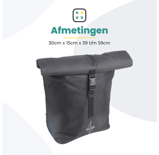 Voltano Fietstrolley Tas - Fietstas en Trolley in 1 - Zwart - 18-28 Liter