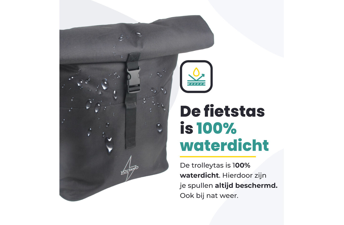 Voltano Fietstrolley Tas - Fietstas en Trolley in 1 - Zwart - 18-28 Liter