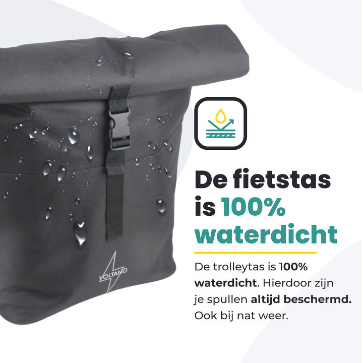 Voltano Fietstrolley Tas - Fietstas en Trolley in 1 - Zwart - 18-28 Liter