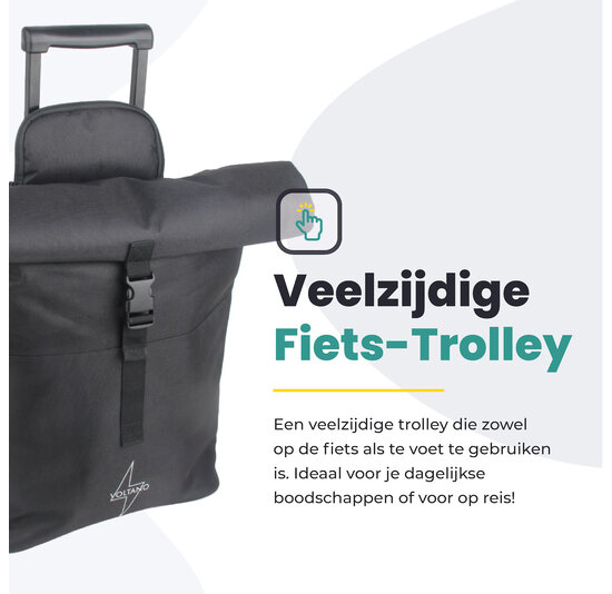 Voltano Fietstrolley Tas - Fietstas en Trolley in 1 - Zwart - 18-28 Liter