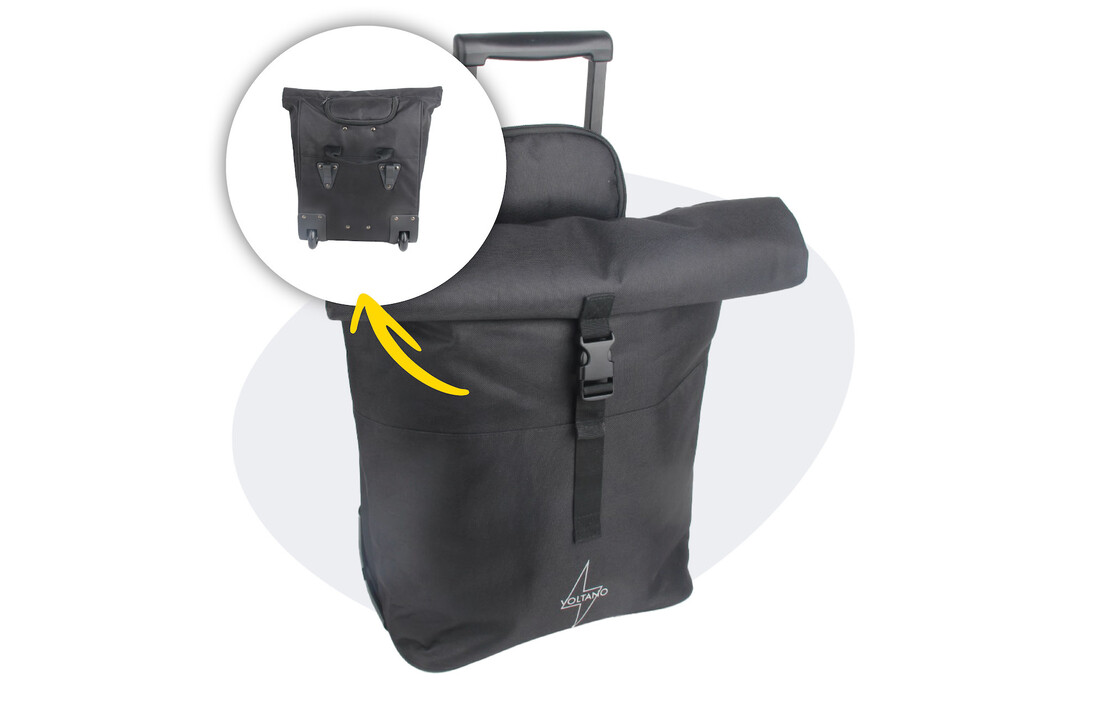 Voltano Fietstrolley Tas - Fietstas en Trolley in 1 - Zwart - 18-28 Liter