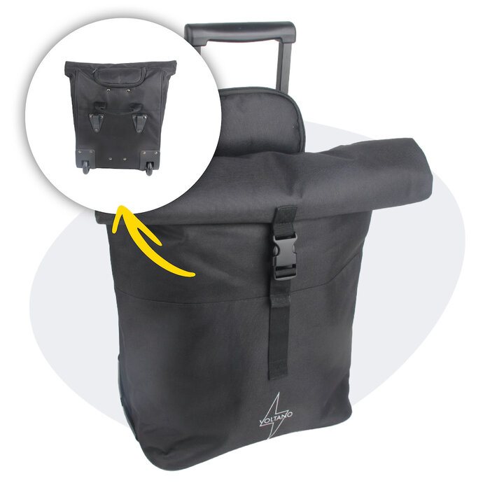 Voltano Fietstrolley Tas - Fietstas en Trolley in 1 - Zwart - 18-28 Liter