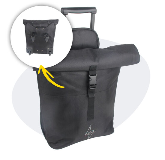 Voltano Fietstrolley Tas - Fietstas en Trolley in 1 - Zwart - 18-28 Liter